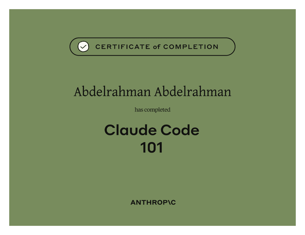 Claude Code 101 — certificate