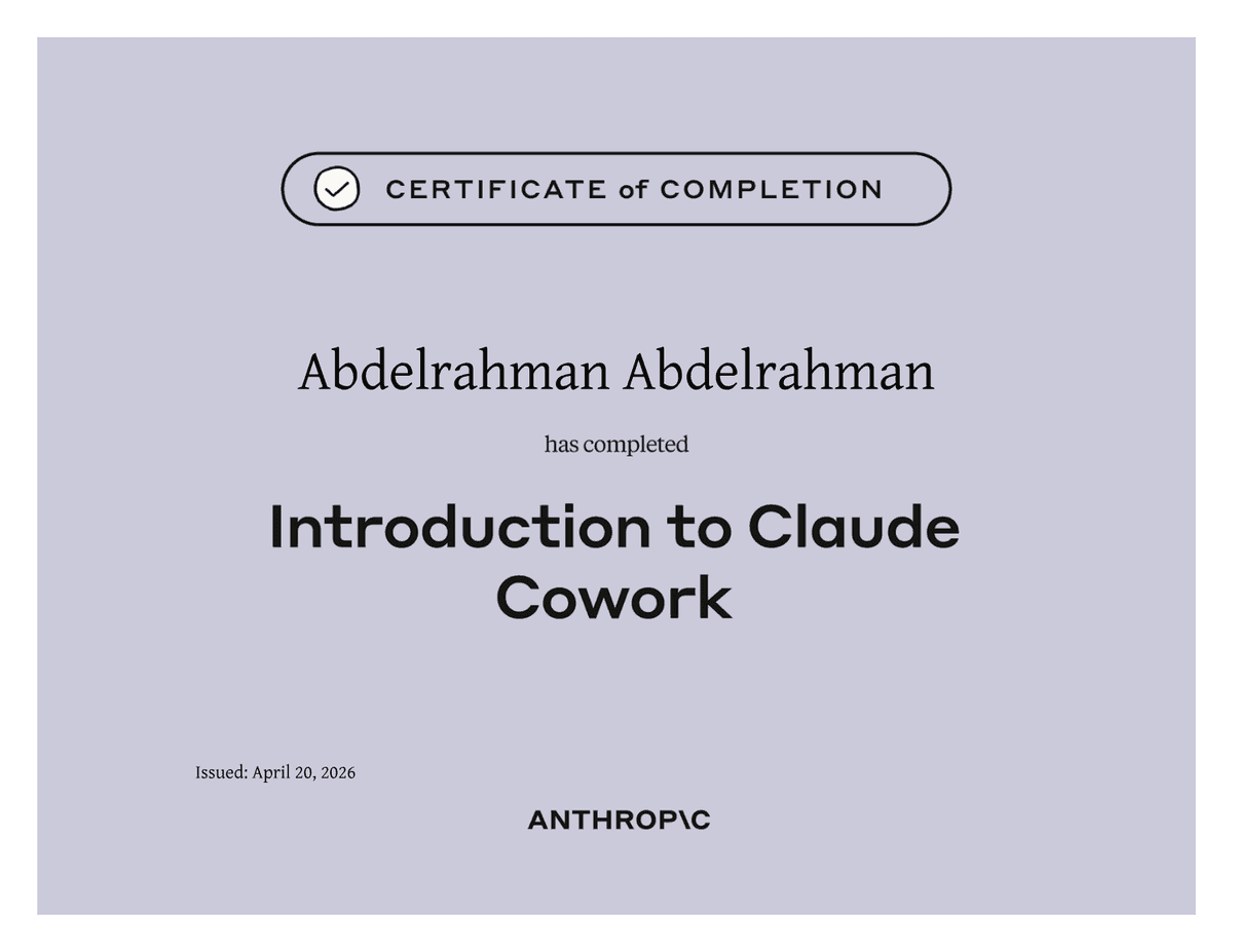 Introduction to Claude Cowork — certificate